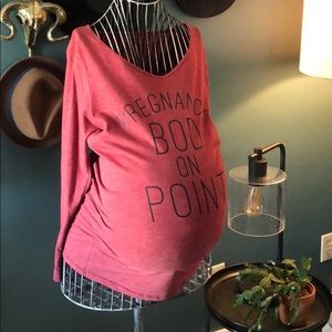 Burgandy Graphic Maternity Top